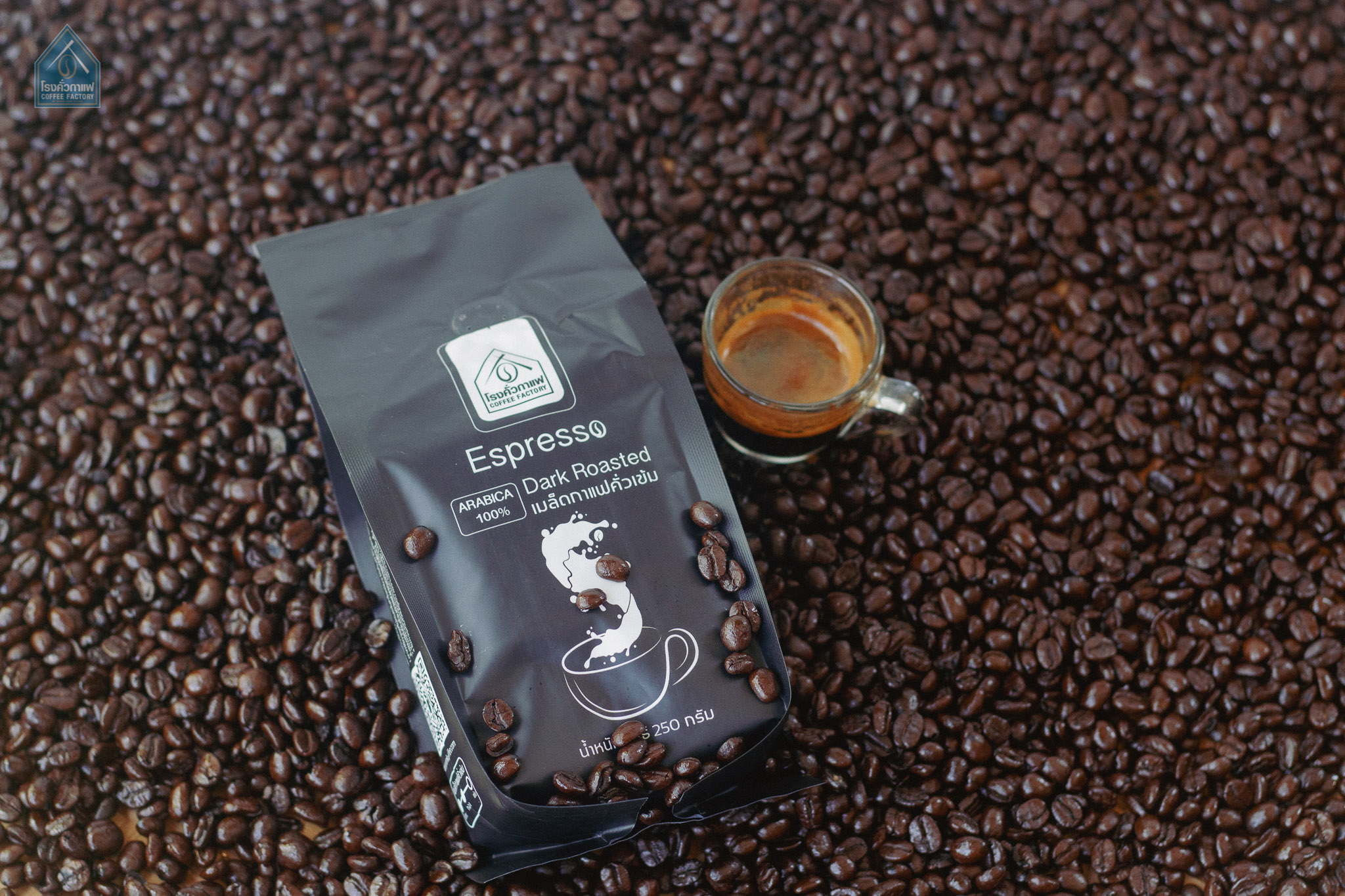 COFFEE FACTORY Ground Espresso Arabica Dark Roast 250 g. (คั่วเข้ม-บด)